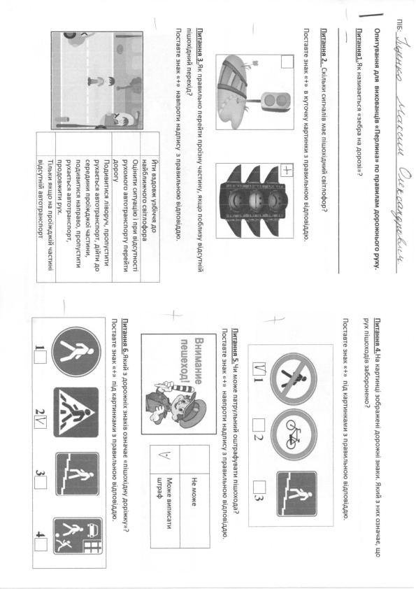 ПДР із картинками для дітей із затримкою розвитку. Анкета перевірки знань