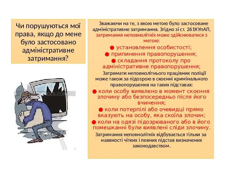 Дії, коли тебе затримала поліція. Презентація для школярів 9–11 класів